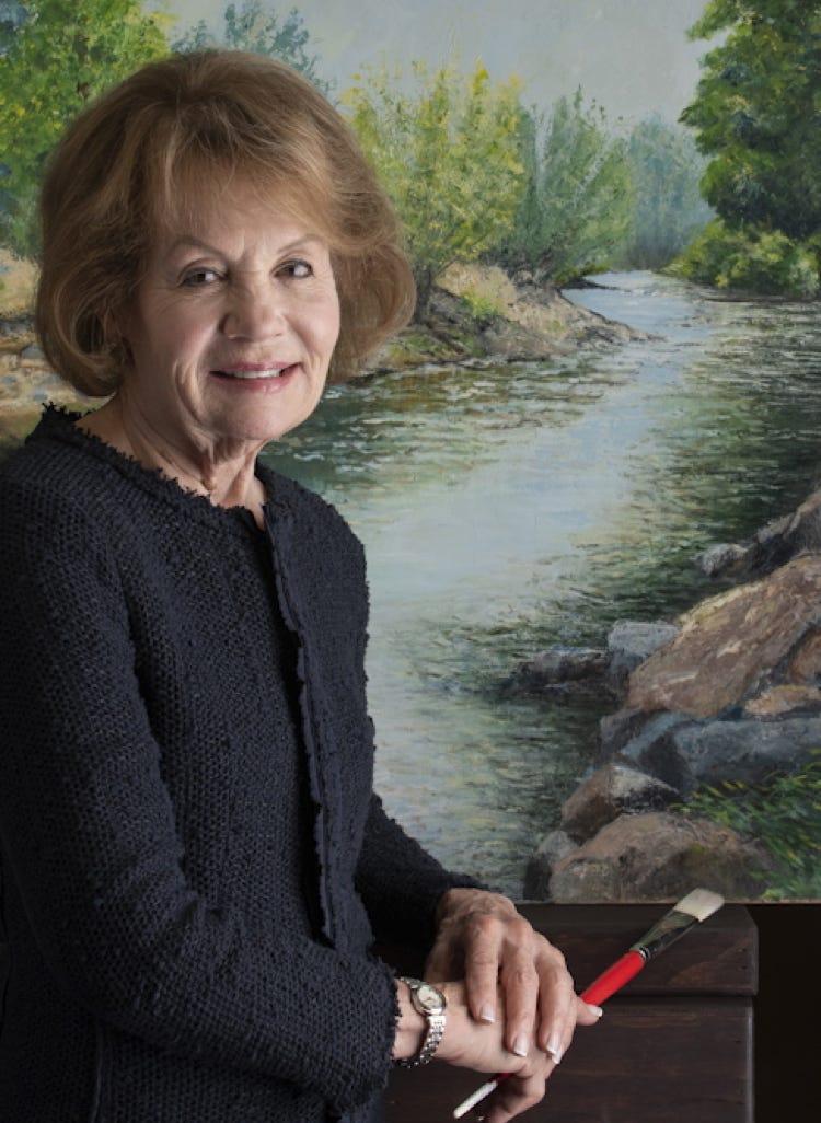 A closeup photo of artist, Mary Vanek Smith